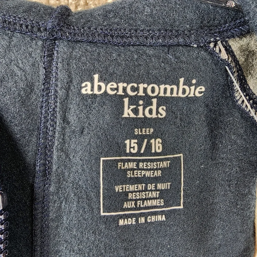 Abercrombie Fitch Kids Sleep One Piece Fleeced Union Suit Boys 15/16 Navy NWI